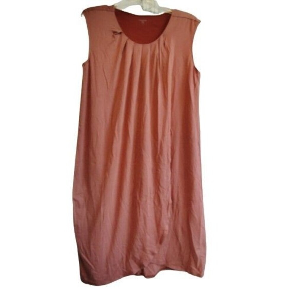 Garnet Hill Pleated Knit Faux Wrap Dress Terracotta Size M NWOT